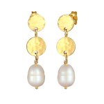 Elli premium - goutte d'eau marteles baroques avec perles de culture d'eau douce en argent sterling ...