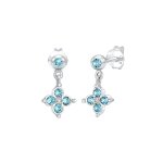 Elli - boucles d'oreilles enfants fleur bleue mignonne avec cristaux en argent 925 1 pieces female