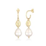 Elli - maritime mer coquillage perles de culture d'eau douce femme plaqu or argent (925 / 1000) boucles ...