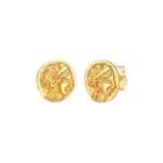 Elli - mdaille vintage martel clous d'oreilles femme - (925 / 1000) argent plaqu or boucles d'oreilles ...