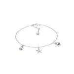 Elli - femmes bracelet de cheville coquillage étoile de mer en argent sterling 925 chaînes de cheville ... Elli - femmes bracelet de cheville coquillage étoile de mer en argent sterling 925 chaînes de cheville ...