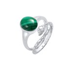 Elli premium - parure pour dames bague signet malachite serpent trend blogger en argent sterling 925 ...