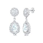 Elli premium - femmes pendentif d'oreilles glamour vintage avec cristaux de zirconium en argent sterling ...