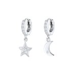 Elli - pendentif crole femme etoile lune astro tendance avec cristaux de zirconia en argent sterling ...
