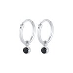 Elli - pendentif crole femme rond noir avec cristaux de zirconia en argent sterling 925 plaqu or croles ...