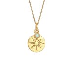 Elli - pendentif plaque femme soleil antique rond avec opale synthtique en argent sterling 925 plaqu ...