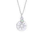 Elli - pendentif plaque femme soleil antique rond avec opale synthtique en argent sterling 925 plaqu ...