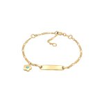 Elli - plaque d'identit des enfants gravant la naissance d'une fleur en argent sterling 925 plaqu or ...