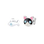Elli - poisson et chat cristal enfant (925 / 1000) argent boucles d'oreilles 1 pieces female