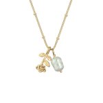 Elli - rose balle perle de culture d'eau douce femme plaqu or argent (925 / 1000) colliers 1 pieces ...
