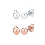 Elli - set basic minimal bi - couleur clous d'oreille femme - (925 / 1000) argent plaqu or boucles d'oreilles ...