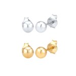 Elli - set basic minimal bi - couleur clous d'oreille femme - (925 / 1000) argent plaqu or boucles d'oreilles ...