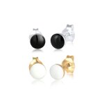 Elli - set clous d'oreille collier avec mail femme - (925 / 1000) argent plaqu or boucles d'oreilles ...