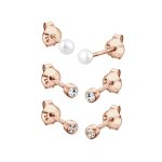 Elli - femmes basic set de 3 perles de culture d'eau douce avec cristaux en argent sterling 925 boucles ...