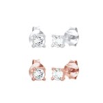 Elli - femmes set clous d'oreilles bicolore avec cristaux en argent sterling 925 plaqu or boucles d'oreilles ...