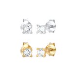 Elli - femmes set clous d'oreilles bicolore avec cristaux en argent sterling 925 plaqu or boucles d'oreilles ...