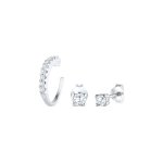 Elli - set earcuff classique avec des cristaux de zircone clous d'oreille femme - (925 / 1000) argent ...