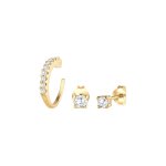Elli - set earcuff classique avec des cristaux de zircone clous d'oreille femme - (925 / 1000) argent ...