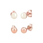 Elli - set avec perle de culture d'eau douce basic clous d'oreille femme (925 / 1000) argent boucles ...