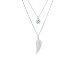 Elli - femmes layer symbole des ailes avec cristal en argent sterling 925 colliers 1 pieces female