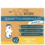 Feel natural - lot de 3 serviettes hyginiques lavables hygine intime 1 pieces female