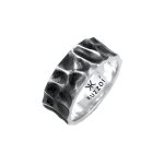 Kuzzoi -  anneau pour homme martele d'occasion ayant l'air solide en argent sterling 925 plaqu or ...