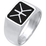 Kuzzoi - hommes sceau logo basique mail noir en argent sterling 925 bagues 1 pieces male