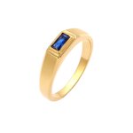 Kuzzoi - bague chevalire hommes rectangle saphir synthtique bleu argent sterling 925 bagues 1 pieces ...
