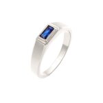 Kuzzoi - bague chevalire hommes rectangle saphir synthtique bleu argent sterling 925 bijoux homme 1 ...