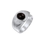 Kuzzoi - bague sceau hommes ovale onyx cabochon noir argent sterling 925 bijoux homme 1 pieces male