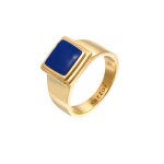 Kuzzoi - bague signet homme carr bleu avec mail en argent 925 plaqu or bagues 1 pieces male