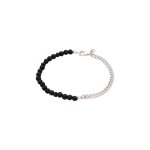 Kuzzoi - bracelet hommes chane blinde perles de lave argent sterling 925 noir 21 cm bracelets 1 pieces ...