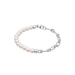 Kuzzoi - bracelet kuzzoi hommes chane  maillons coquillage noyau de perles blanc argent sterling 925 ...