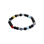 Kuzzoi - kuzzoi bracelet hommes evil eye perles de verre argent sterling 925 noir 19 cm bijoux homme ...