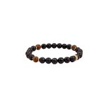 Kuzzoi - bracelet avec perles hommes onyx rond noir oeil de tigre rond marron argent sterling 925 plaqu ...