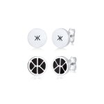 Kuzzoi - brosses trend noir avec mail clous d'oreilles homme - (925 / 1000) argent boucles d'oreilles ...