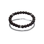 Kuzzoi - chane masculine en pierre d'onyx en 925 / 1000 argent massif bijoux homme 1 pieces male