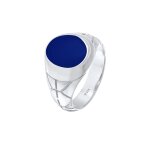 Kuzzoi - chevalire de base pour homme - bleu ovale avec mail en argent sterling 925 plaqu or bagues ...