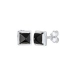 Kuzzoi - clous d'oreilles pour hommes pyramide triangle avec pierre prcieuse onyx en argent 925 sterling ...