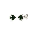 Kuzzoi - clou d'oreilles hommes trfle mail vert argent sterling 925 boucles d'oreilles 1 pieces male ...