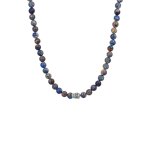 Kuzzoi - collier hommes pendentif crne perles d'agate bleu argent sterling 925 45 cm colliers 1 pieces ...