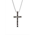 Kuzzoi - collier avec pendentif croix hommes chane vnitienne cristaux de verre xilion cut noir argent ...