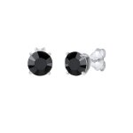 Kuzzoi - go minimal cristaux noir boucles d'oreilles hommes (925 / 1000) argent boucles d'oreilles 1 ...