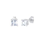 Kuzzoi - hommes clous d'oreilles carrs basic avec zircon en argent sterling 925 boucles d'oreilles 1 ...