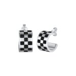 Kuzzoi - hommes croles connecteur chec noir et blanc avec mail en argent sterling 925 bijoux homme ...