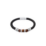 Kuzzoi - hommes cuir tiegerauge bead fermeture magntique en argent sterling 925 bijoux homme 1 pieces ...