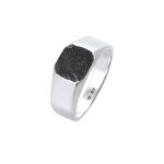 Kuzzoi - hommes sceau carré basique texture noire en argent sterling 925 bagues 1 pieces male Kuzzoi - hommes sceau carré basique texture noire en argent sterling 925 bagues 1 pieces male