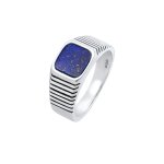 Kuzzoi - hommes sceau carr massif tendance avec sodalite en argent sterling 925 plaqu or bagues 1 pieces ...
