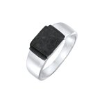 Kuzzoi - hommes sceau carr mat en argent sterling 925 oxyd bagues 1 pieces male