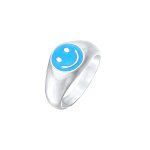Kuzzoi - hommes sceau avec smiling face et mail noir en argent sterling 925 bagues 1 pieces male